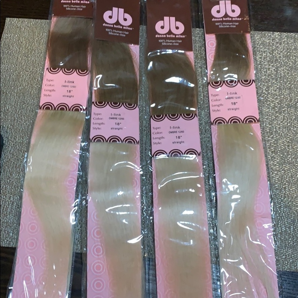 4 packs of i-link hair extensions 18in ombré